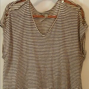 Lucky XL women's Blouse Tan/Black striped